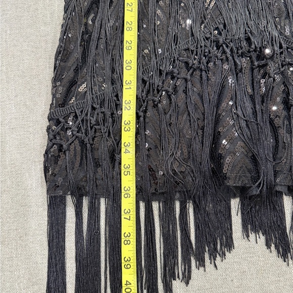 Elegant Black Sequin Fringe Dress - Picture 9 of 9